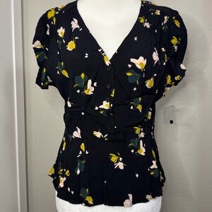 Chelsea28 Floral Black Blouse